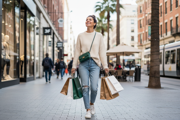 generate one single adult girl image going for shopping